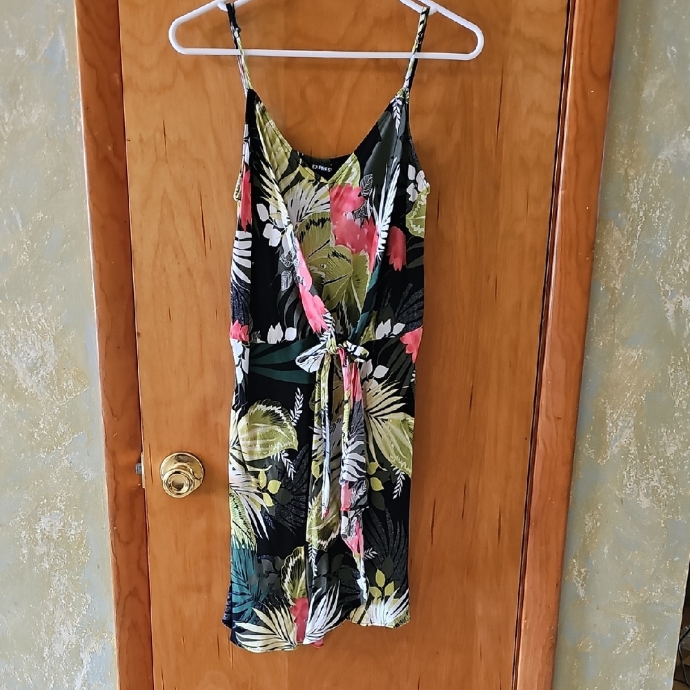 Express Floral Midi Dress - Black, Green, Pink